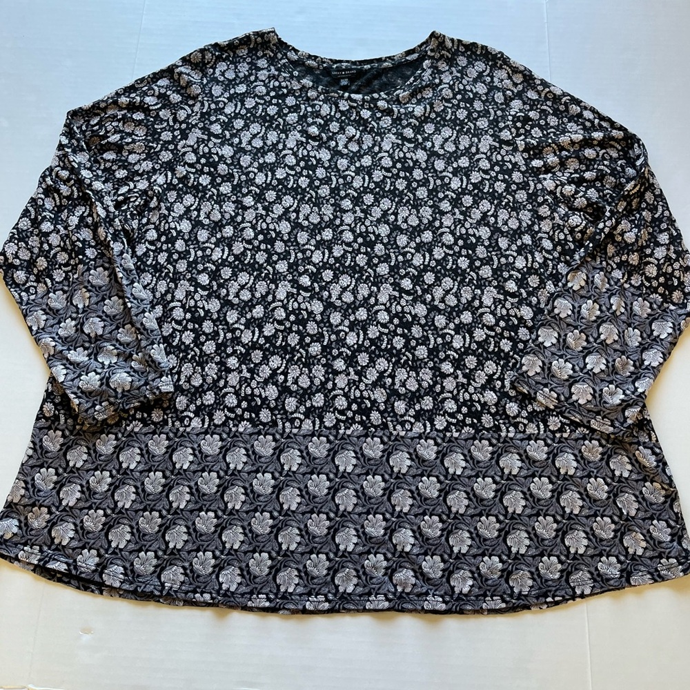 Lucky Brand Women's Black Mixed Floral Print Long Sleeve Boho Tunic Top 3X